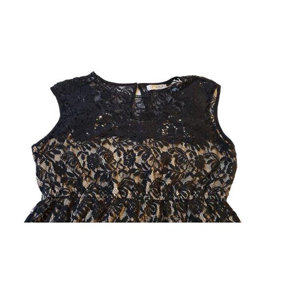 Pinky Ivory Black‎ Lace Crew Neck Sleeveless Mini Fit & Flare Dress Women Size M - Picture 8 of 14